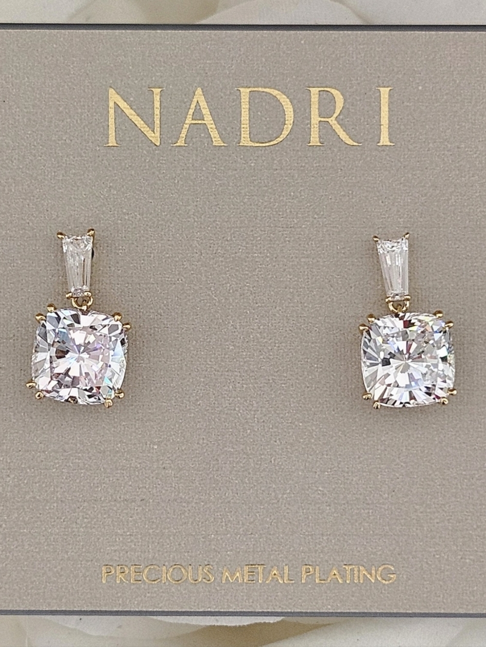 Nadri A La Carte Cubic Zirconia Drop Earrings Gold Precious Metal Plated Wedding